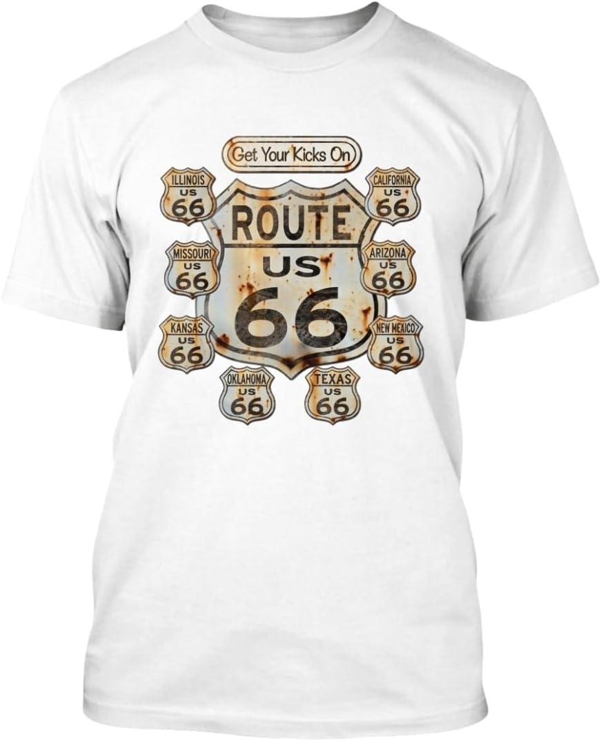 CRAZYDAISYWORLD Unisex Route 66 Get Your Kick On Crewneck T-Shirt - White
