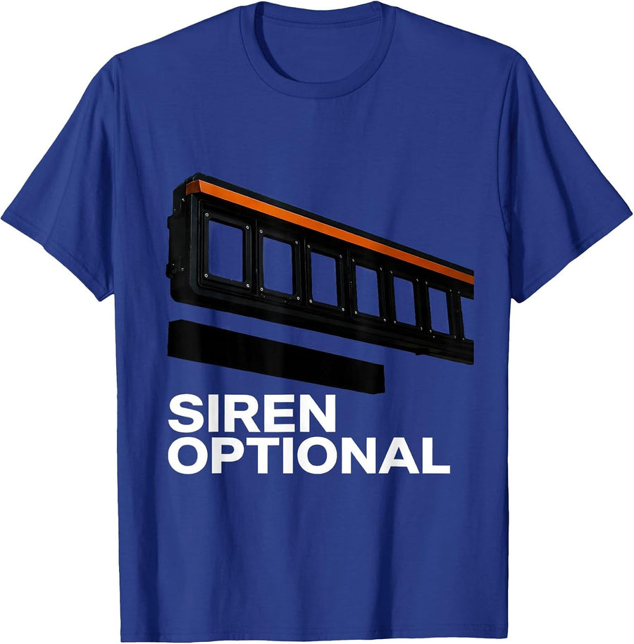 Siren Optional Brutalist Graphic Funny Police Officer T-Shirt - Royal Blue