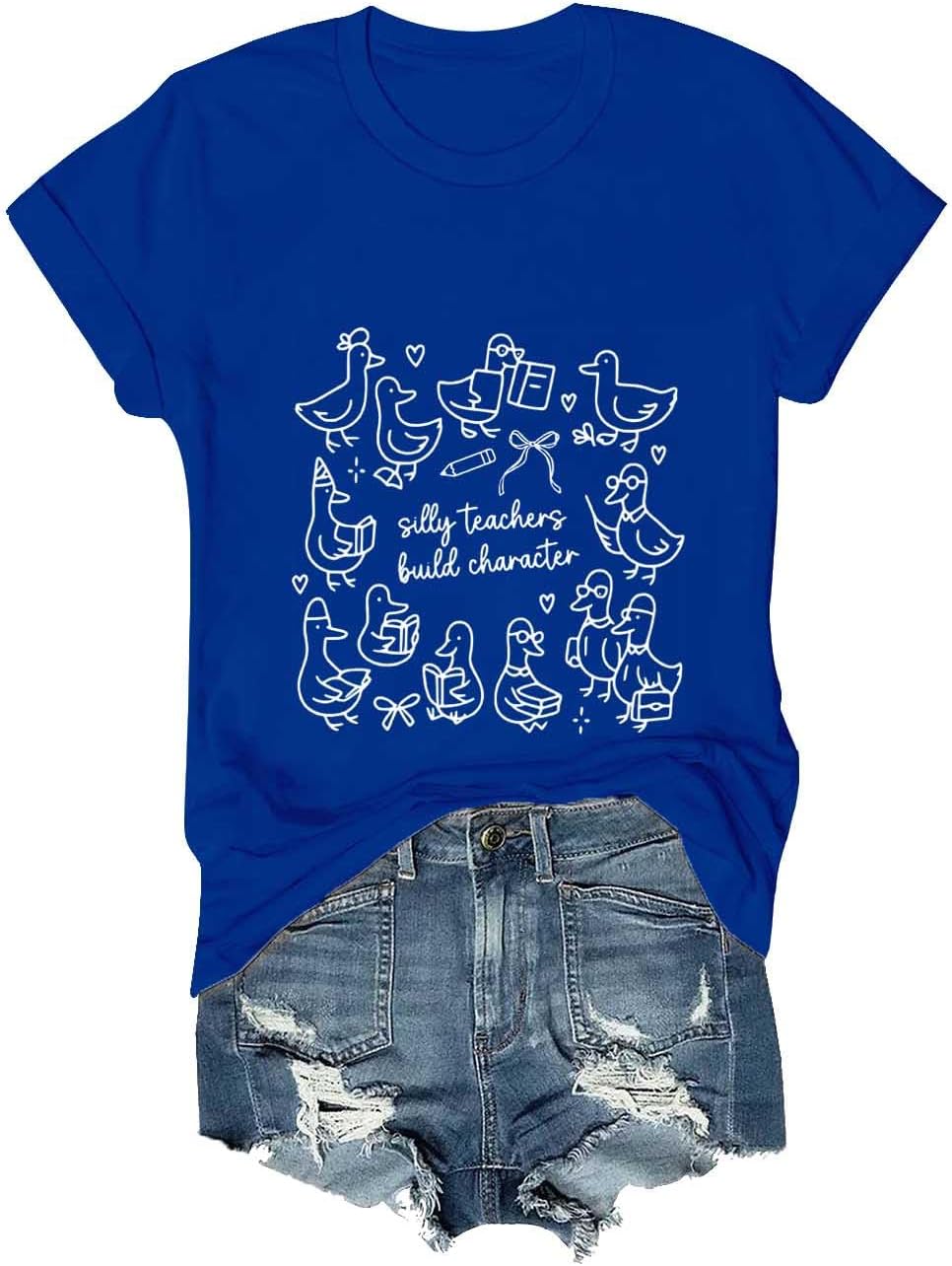 Silly Teachers Build Character Shirt Silly Teachers Build Character Tee Short Sleeve Shirt for Women and Men - Crewneck