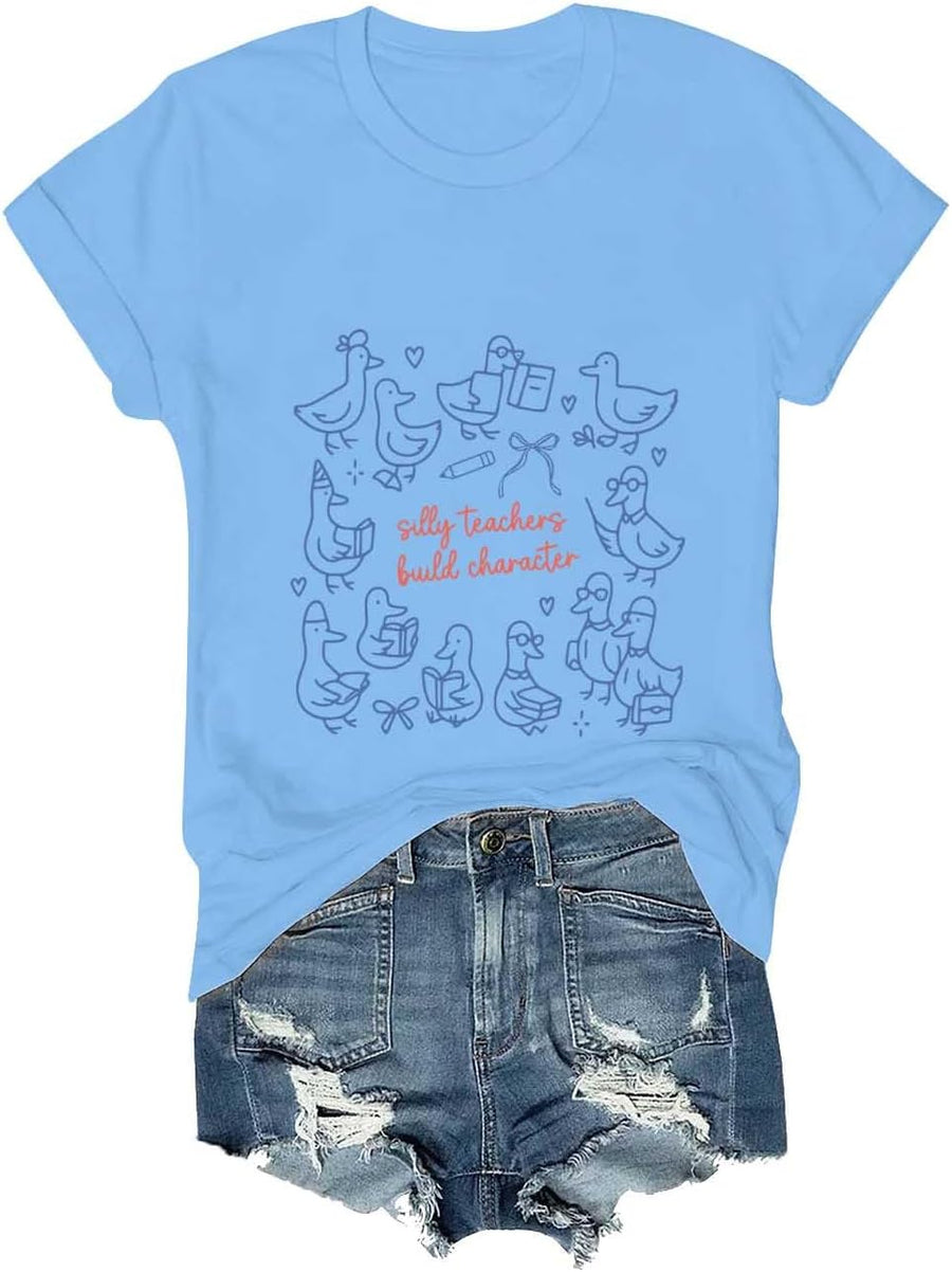 Silly Teachers Build Character Shirt Silly Teachers Build Character Tee Short Sleeve Shirt for Women and Men - Crewneck