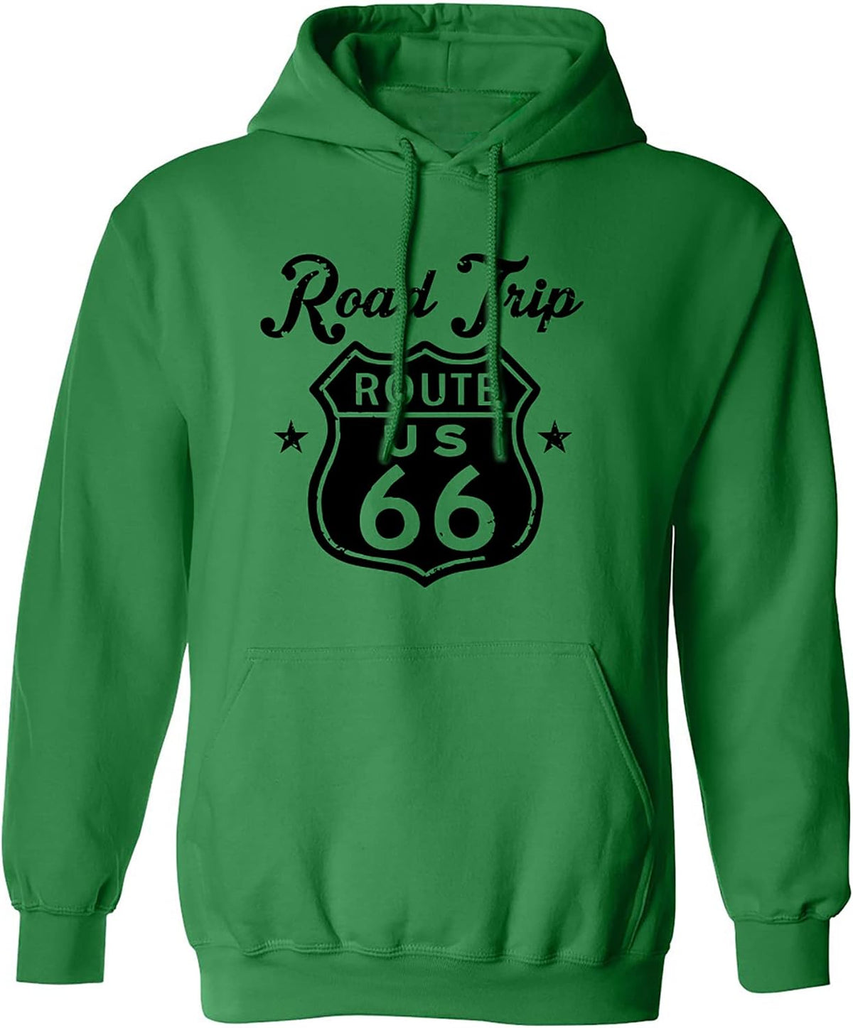 zerogravitee Road Trip Route 66" Adult Hooded Sweatshirt - Kelly Green