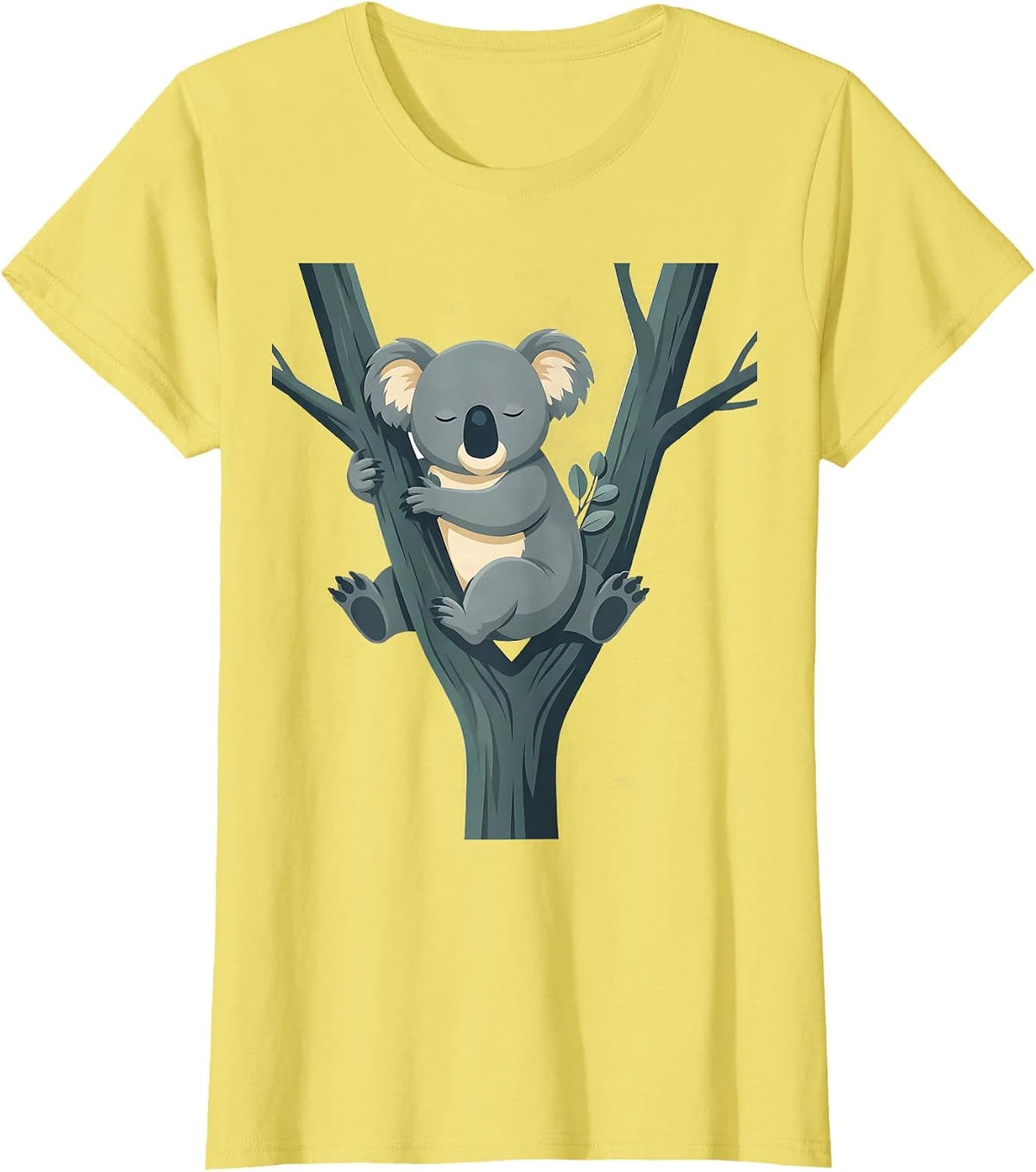 Sleeping Koala Cute Animal Lover Humor T-Shirt - Lemon Yellow