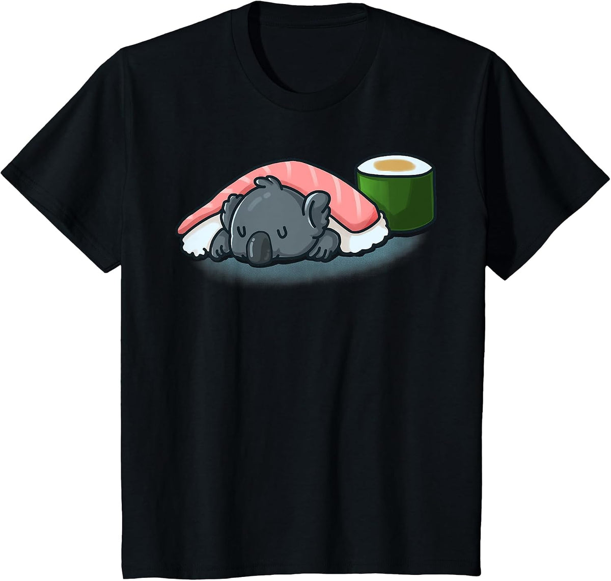 Sleepy Koala Sushi and Wasabi Rolls Koala Bear Sushi Lover T-Shirt - Black