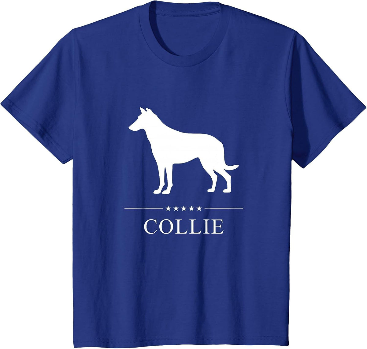 Smooth Collie Dog White Silhouette T-Shirt - Royal Blue
