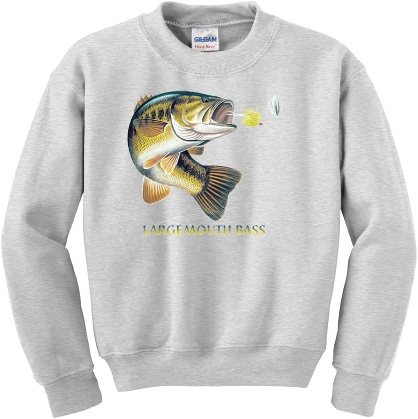 Express Yourself Largemouth Bass Combo Crew Neck Sweatshirt - MENS SIZING - Ash Gray