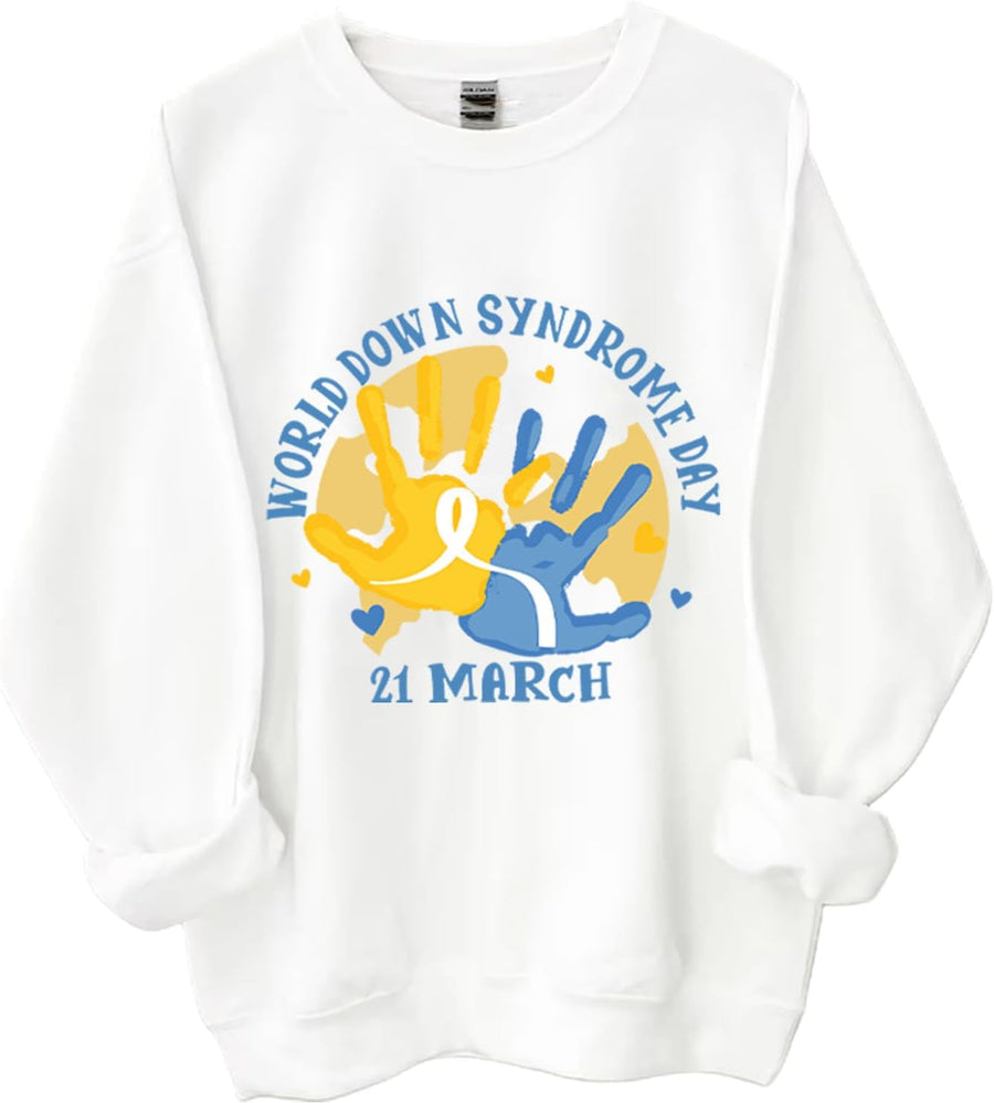 Down Syndrome Awareness Sweatshirt, Down Syndrome Shirts Women Men - White-y