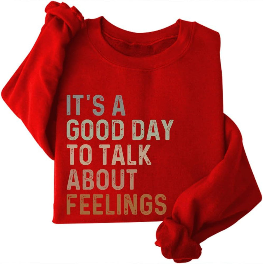 DIOMMELL It's A Good Day to Talk About Feelings Retro Sweatshirt Mental Health Awareness Sweatshirt - Red01