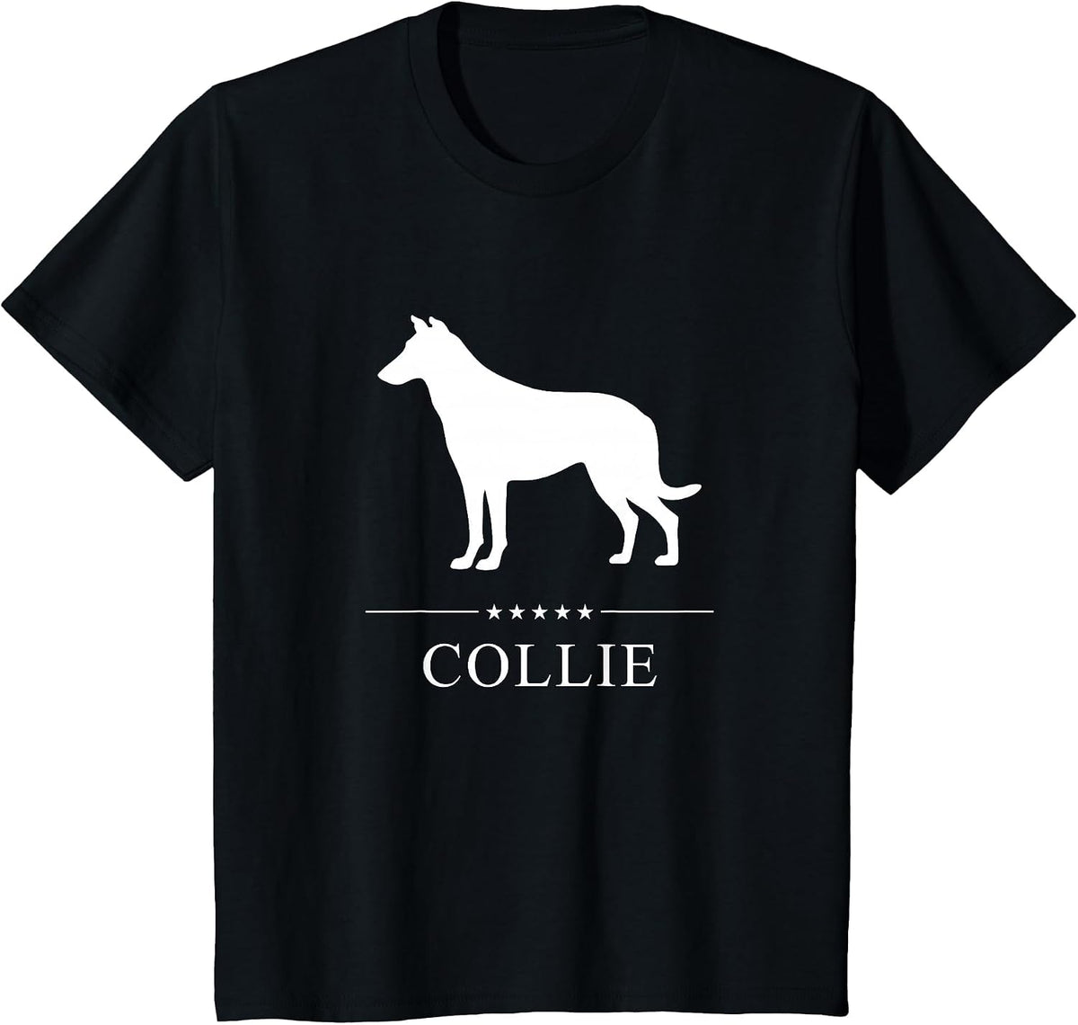 Smooth Collie Dog White Silhouette T-Shirt - Black