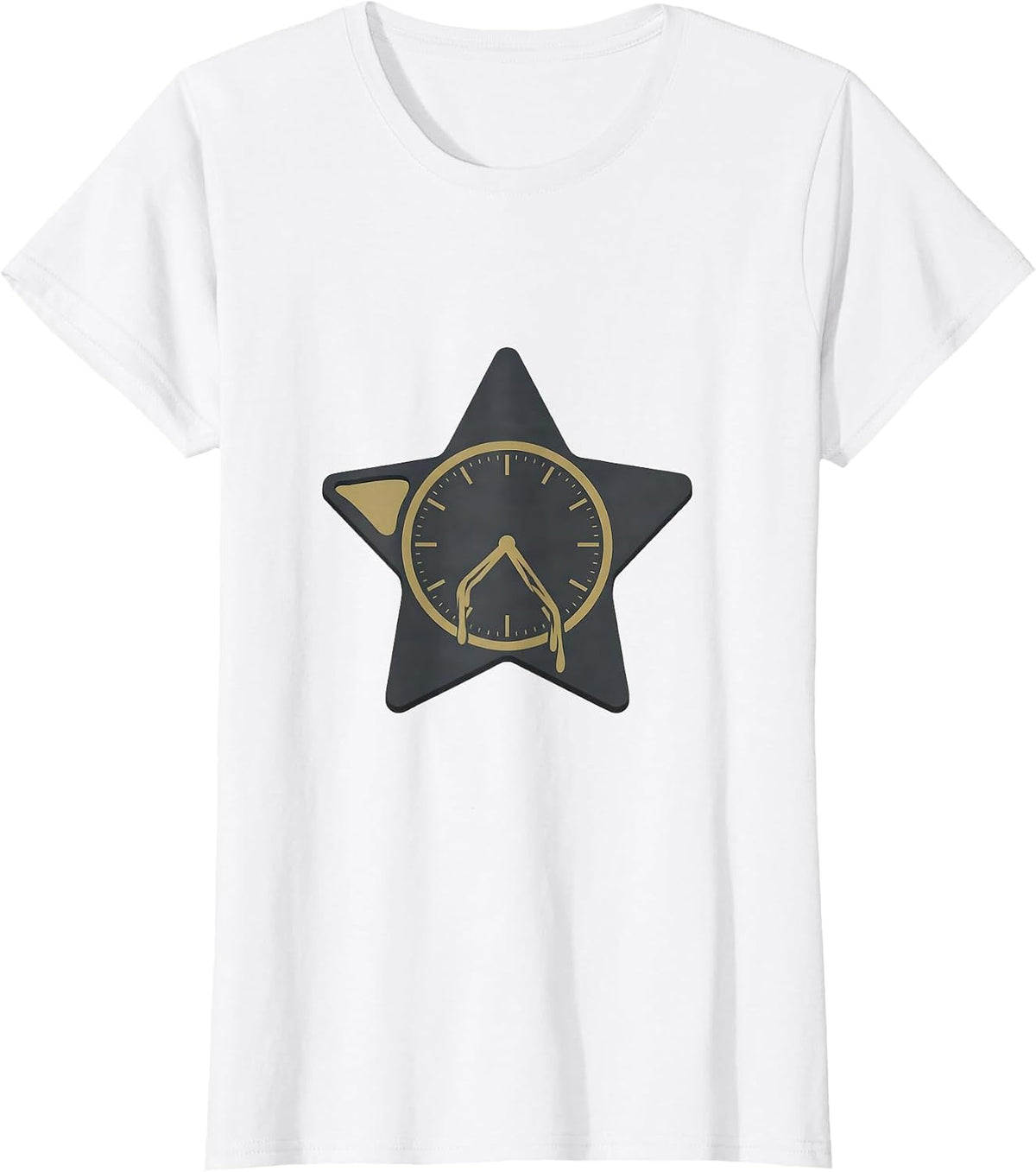 Six-Point Star Drooping Clock Police Officer Humor T-Shirt - White