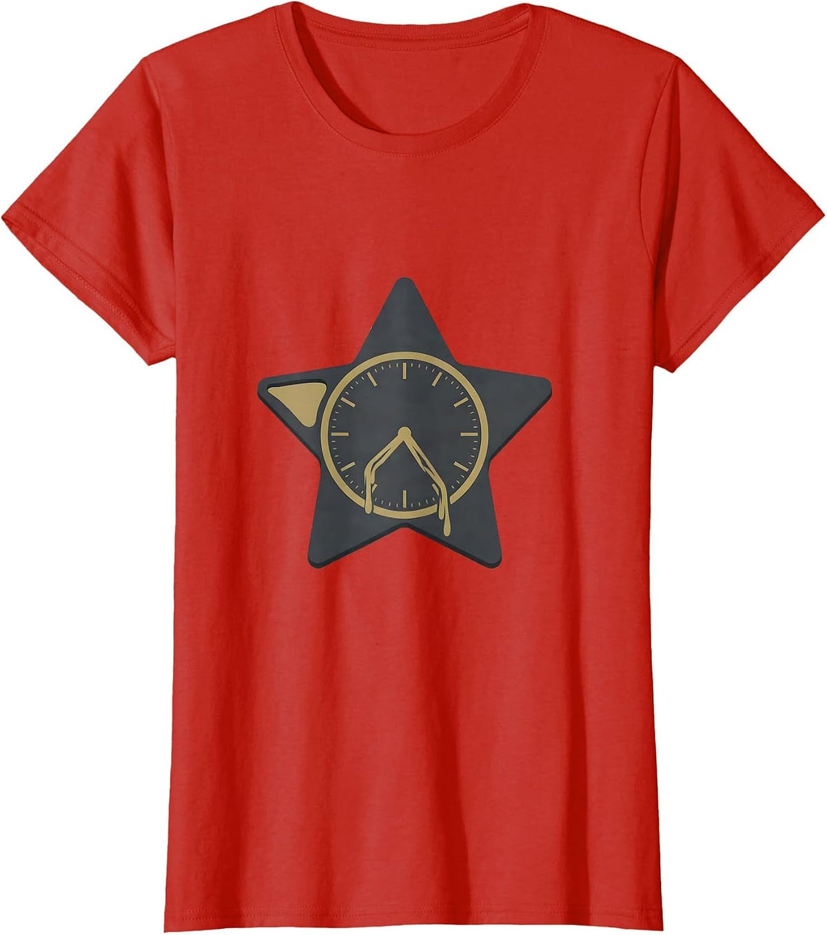 Six-Point Star Drooping Clock Police Officer Humor T-Shirt - Red