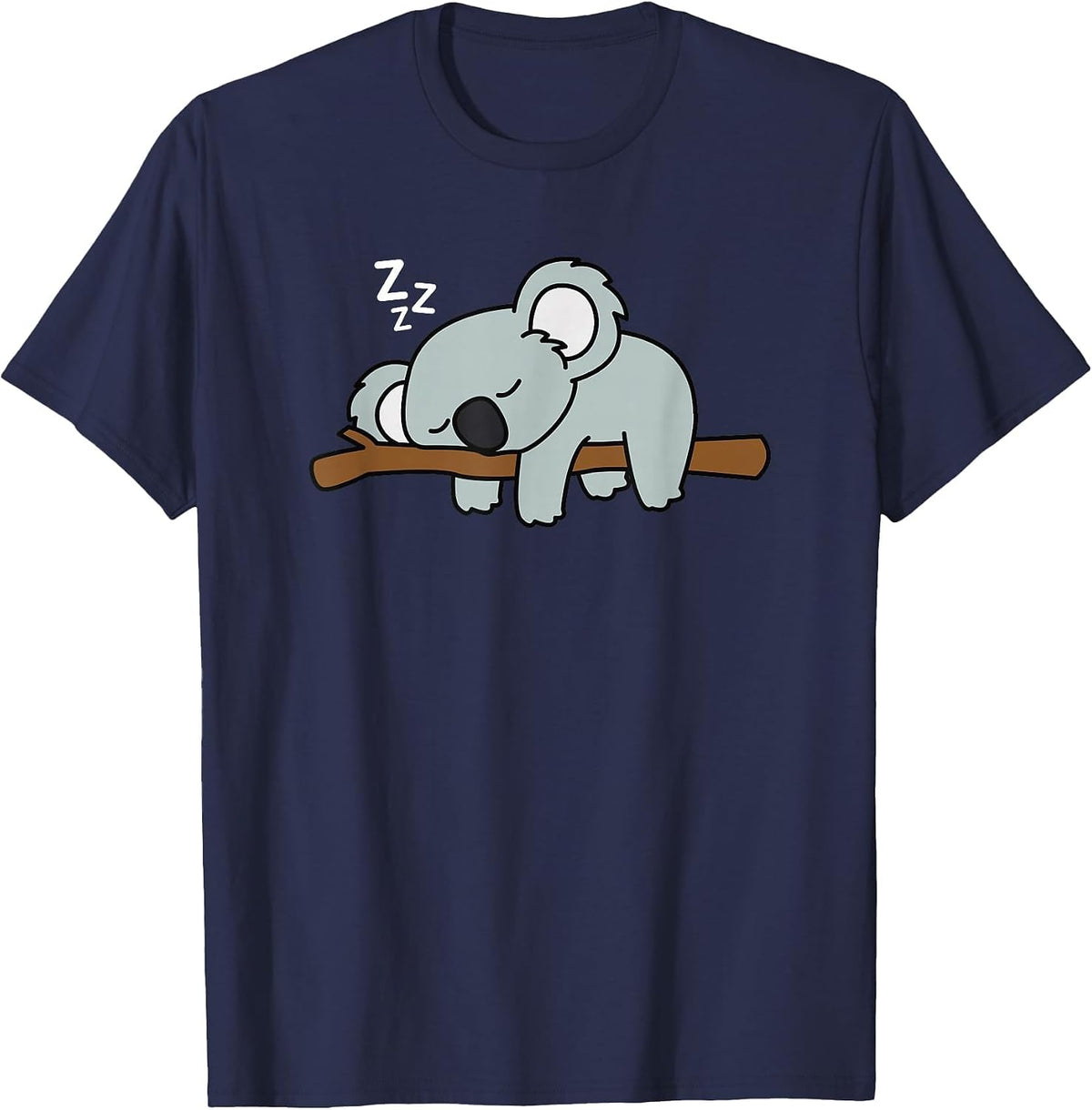 Sleeping Cute Koala Bear Lazy Australian Animal Graphic T-Shirt - Navy Blue