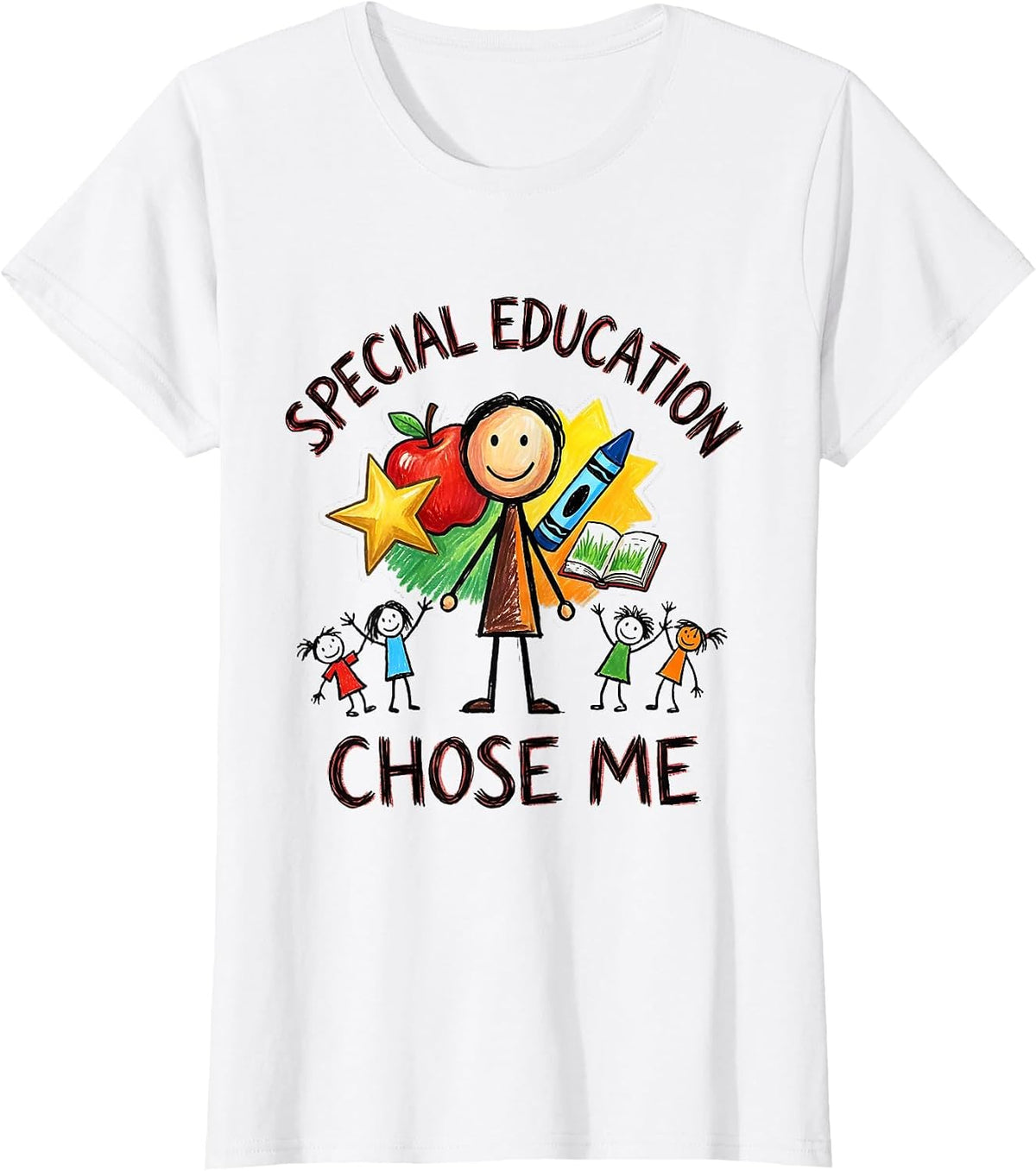 Special Education Chose Me Teacher Design T-Shirt - White