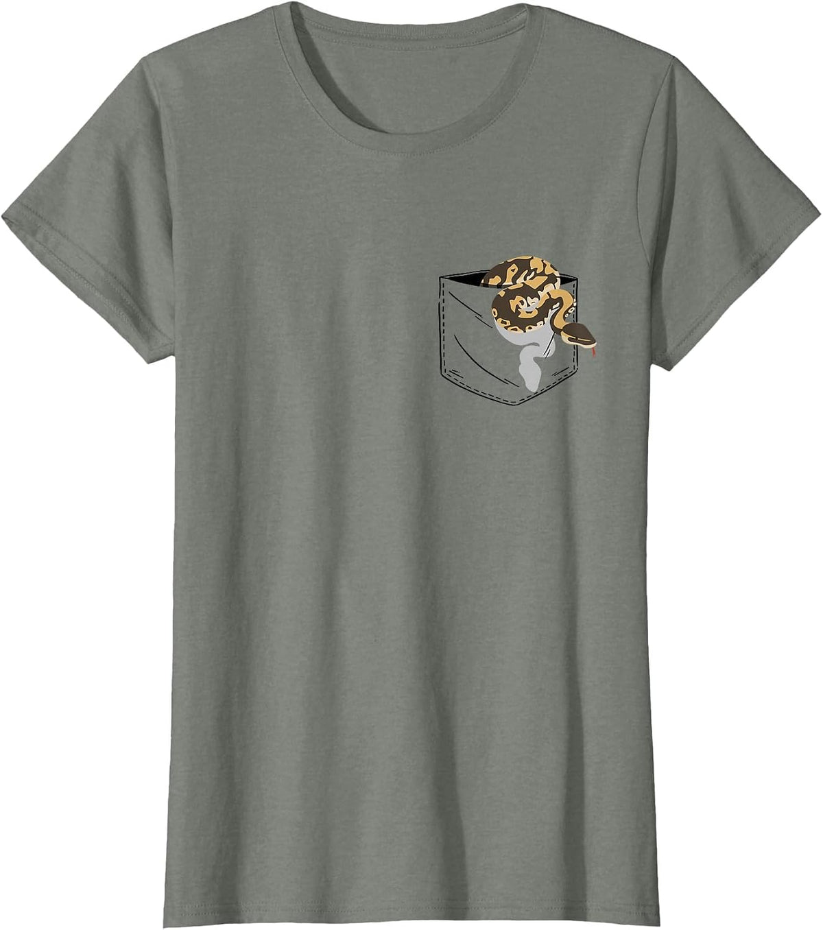 Snake in Pocket Python Tee Shirt for Ball Python Lovers Snake Owner T Shirts - Olive Heather