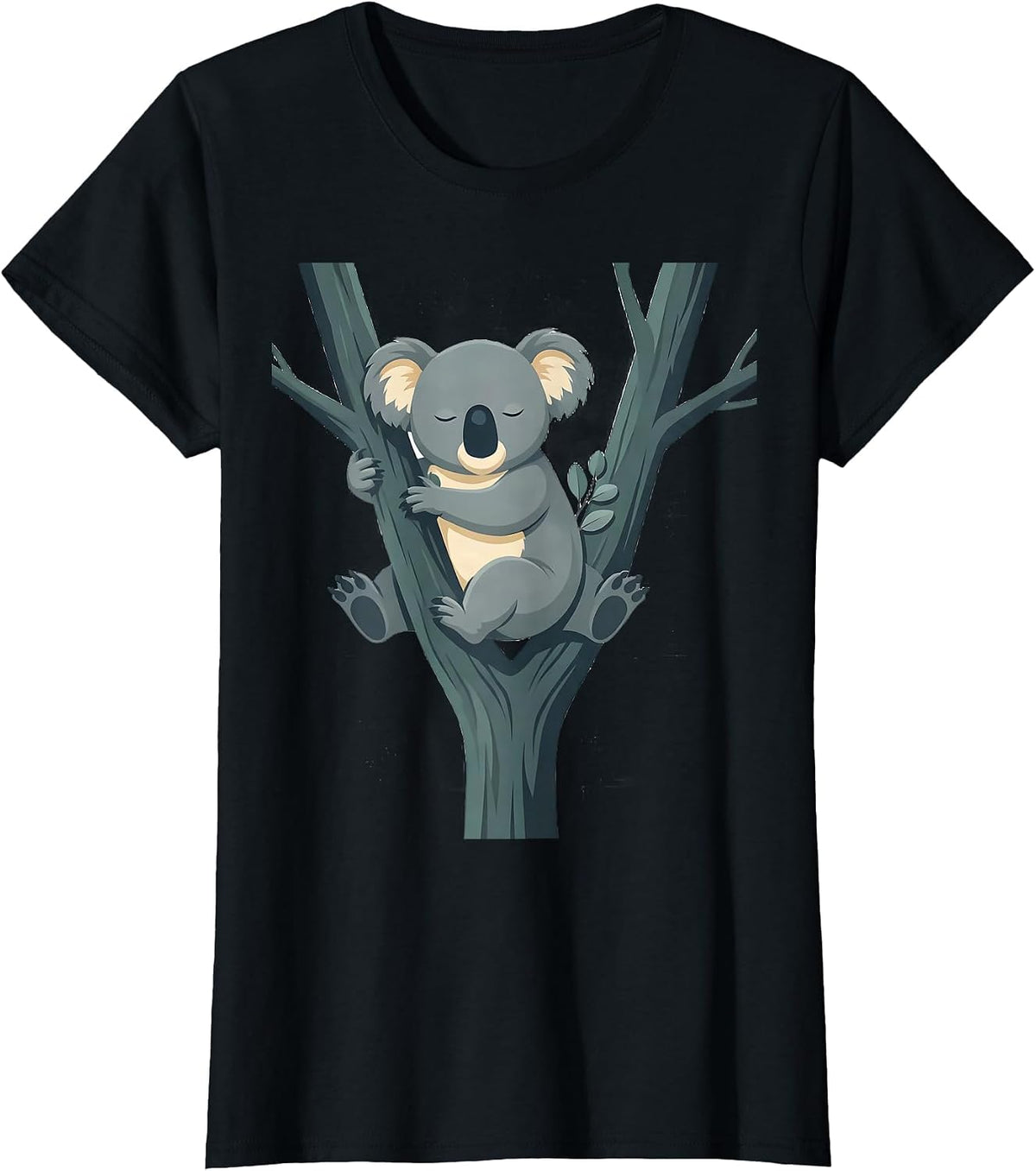 Sleeping Koala Cute Animal Lover Humor T-Shirt - Black