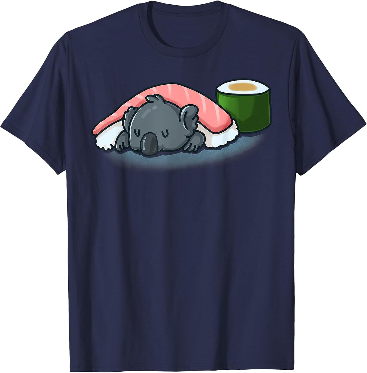 Sleepy Koala Sushi and Wasabi Rolls Koala Bear Sushi Lover T-Shirt - Navy Blue