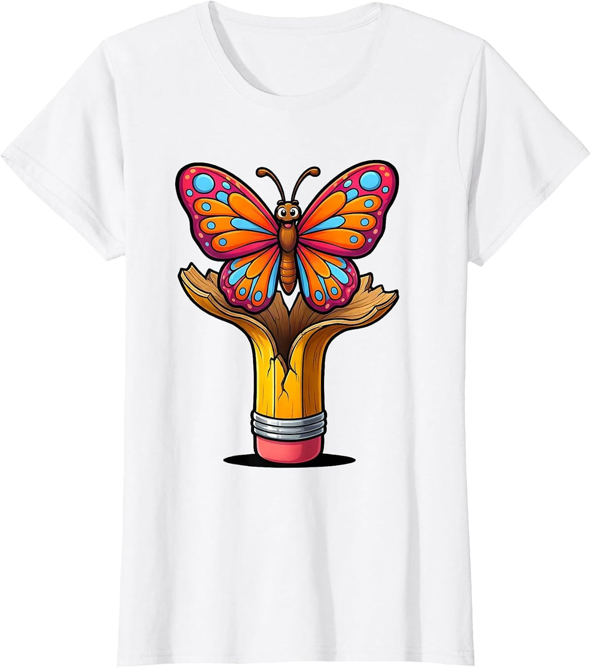 Special Education Teacher Butterfly Pencil Cocoon T-Shirt - White