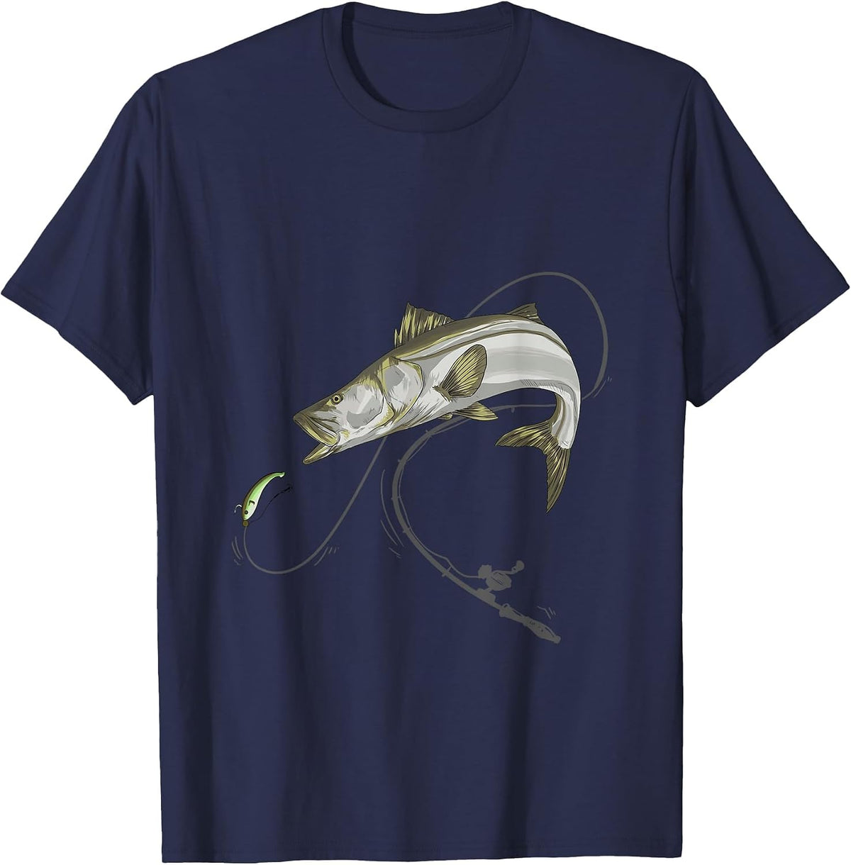 Snook Robalo Sergeant Fish Linesider Seifffish T-Shirt - Navy Blue