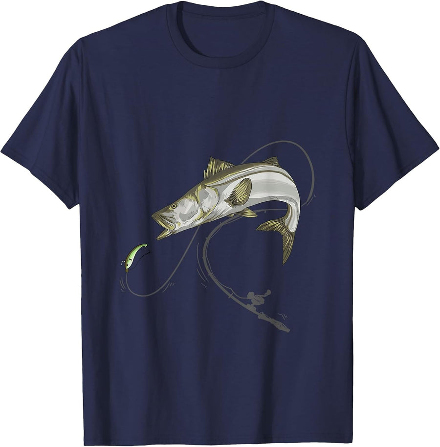 Snook Robalo Sergeant Fish Linesider Seifffish T-Shirt - Navy Blue