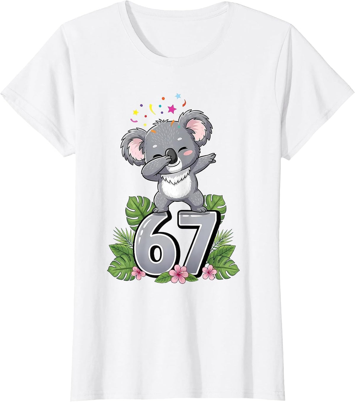 Six Seven Meme Dabbing Baby Koala 67 Funny Gen Z Apha T-Shirt - White