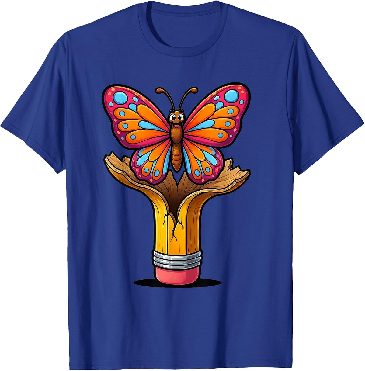 Special Education Teacher Butterfly Pencil Cocoon T-Shirt - Royal Blue