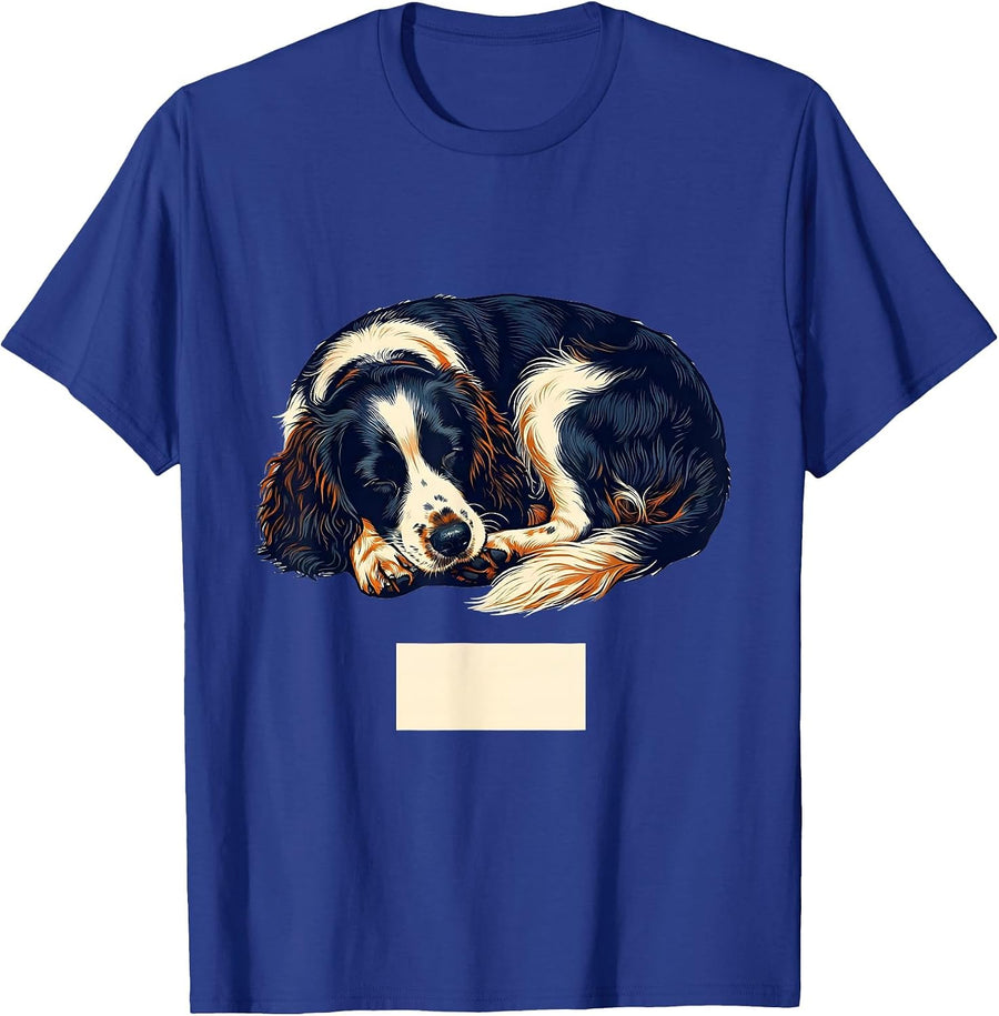 Sleeping English Springer Spaniel Dog Breed Napping Pajamas T-Shirt - Royal Blue