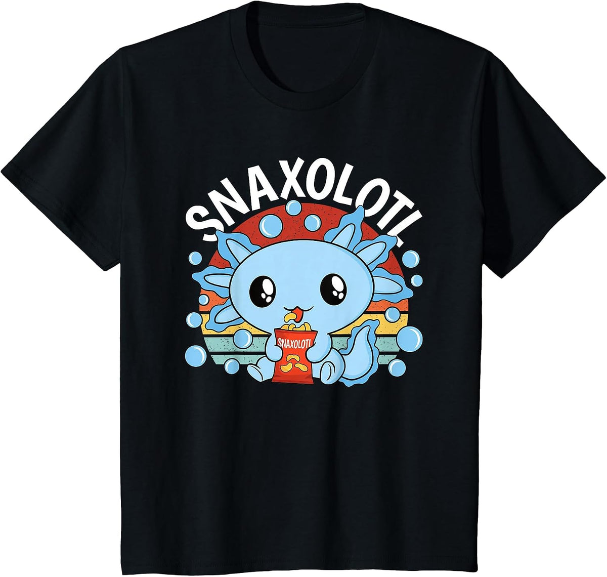 Snaxolotl Funny Snacking Kawaii Axolotl Men Women Kids T-Shirt - Black