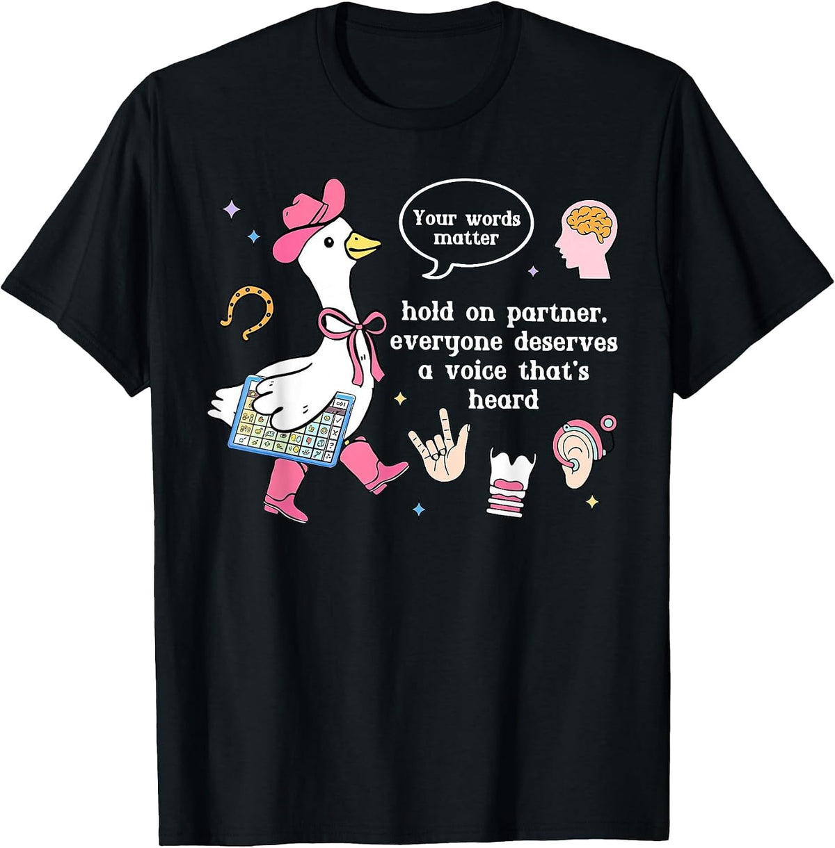 Silly Goose Speech Therapist Retro SLP OT PT Team Therapist T-Shirt - Black