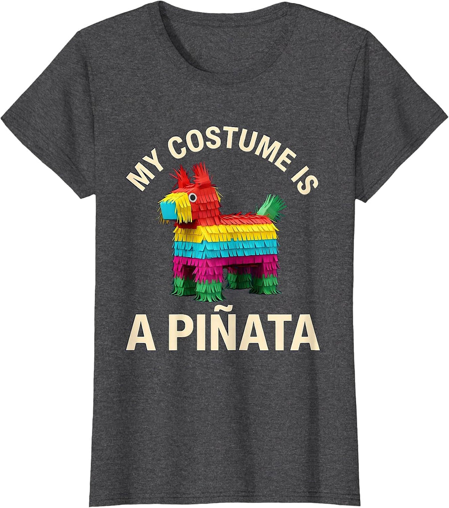 Women's My Costume Is A Piñata Funny Piñata Costume Party Halloween T-Shirt - Dark Heather Grey