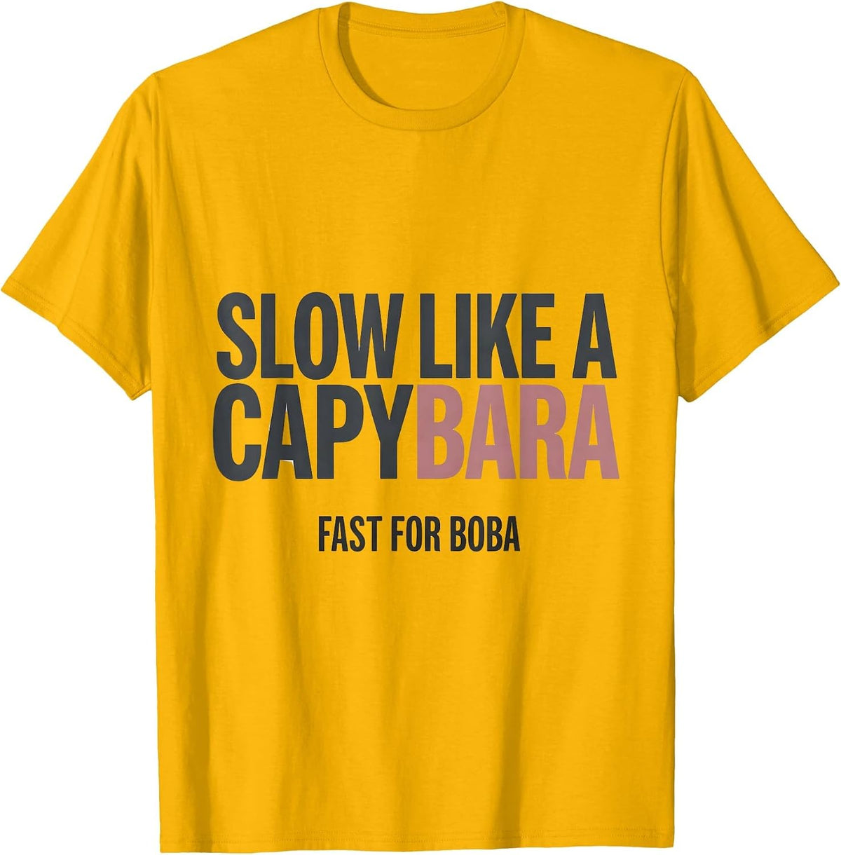 Slow Like A Capybara, Fast For Boba Cute Kawaii Anime Boba T-Shirt - Golden Yellow