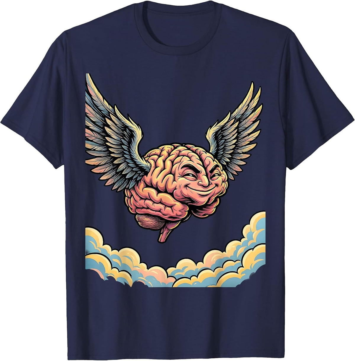 Special Education Teacher Brain With Wings Soaring T-Shirt - Navy Blue