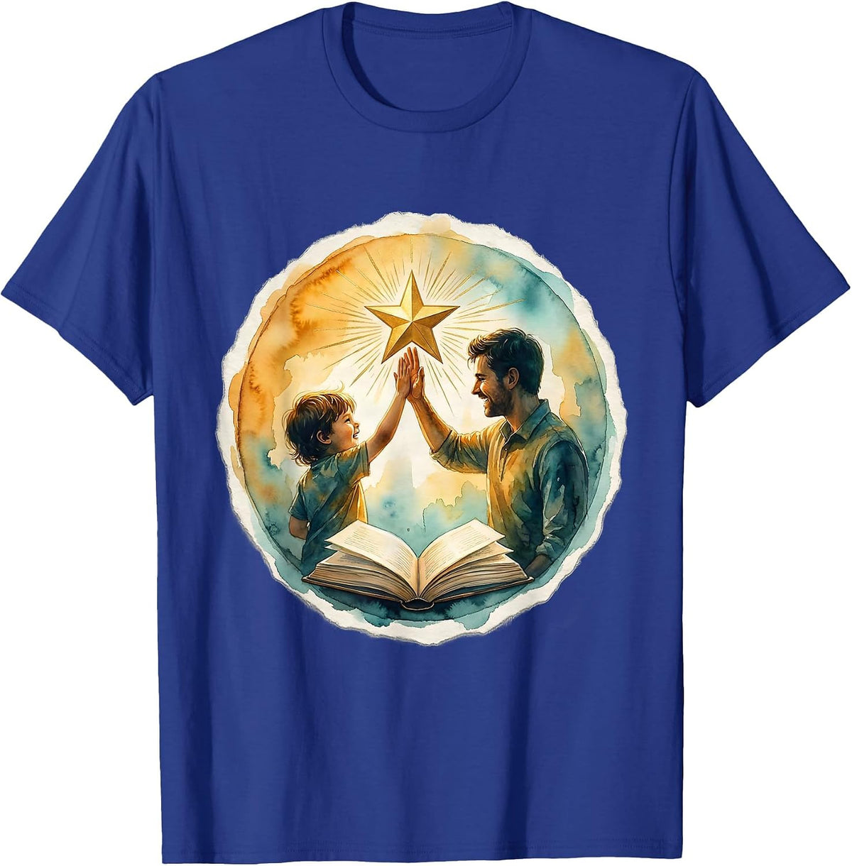 Special Education High Five Student Teacher Illustration T-Shirt - Royal Blue