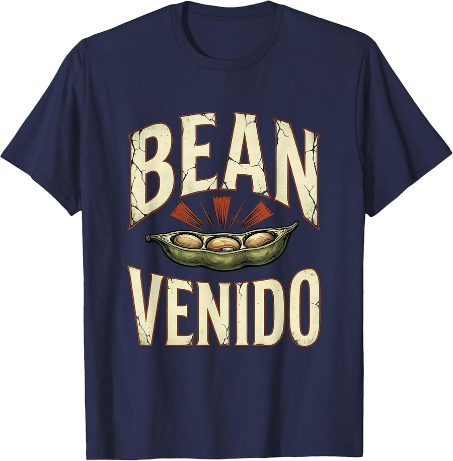 Bean Venido Distressed Cinco De Mayo Spanish Pun Party Humor T-Shirt - Navy Blue