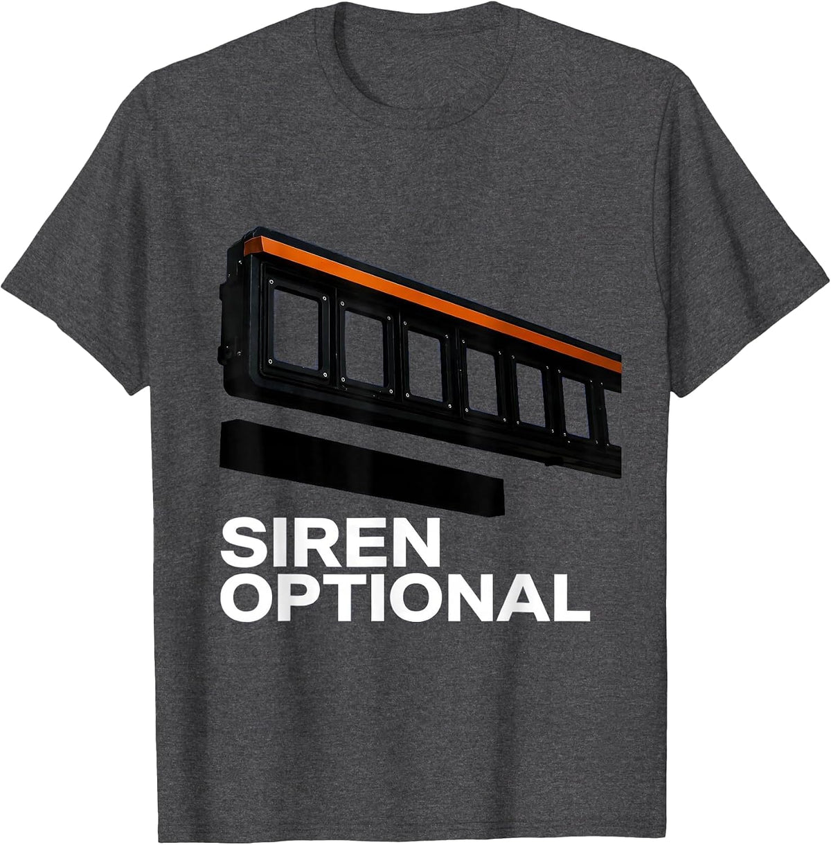 Siren Optional Brutalist Graphic Funny Police Officer T-Shirt - Dark Heather Grey