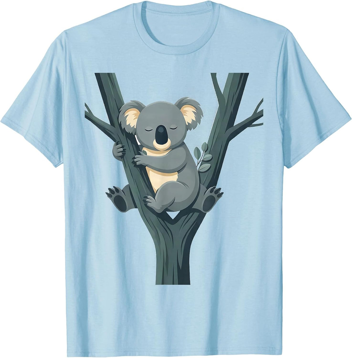 Sleeping Koala Cute Animal Lover Humor T-Shirt - Baby Blue
