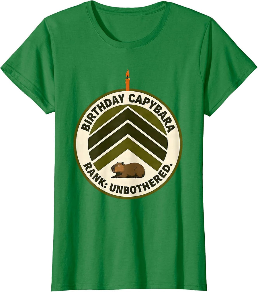 Women's Birthday Capybara Rank Unbothered Funny Animal Meme Humor T-Shirt - Kelly Green