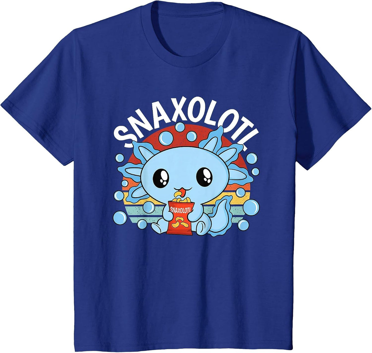 Snaxolotl Funny Snacking Kawaii Axolotl Men Women Kids T-Shirt - Royal Blue