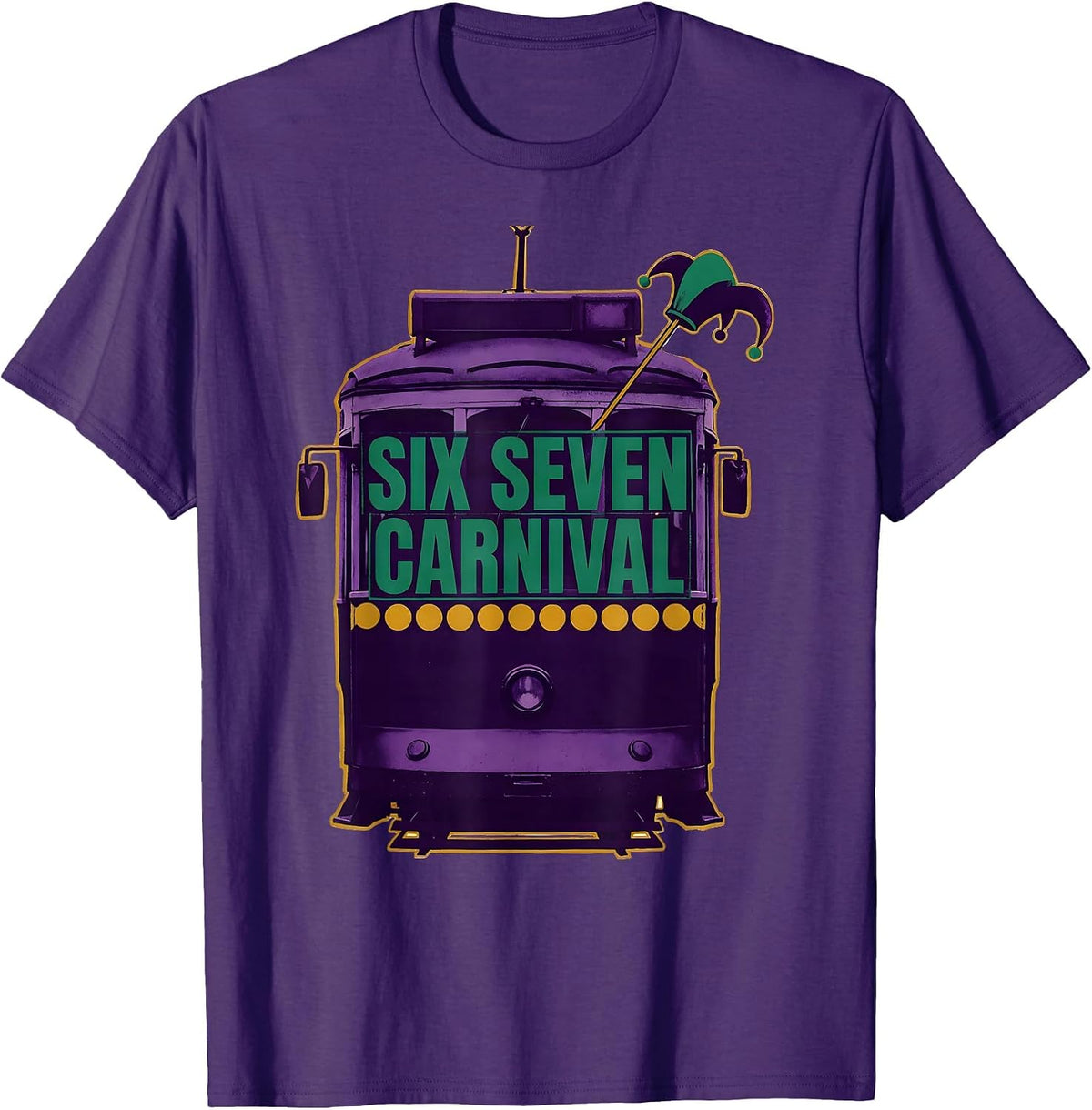 Six Seven! Carnival Funny Mardi Gras Meme Kids Humor T-Shirt - Purple