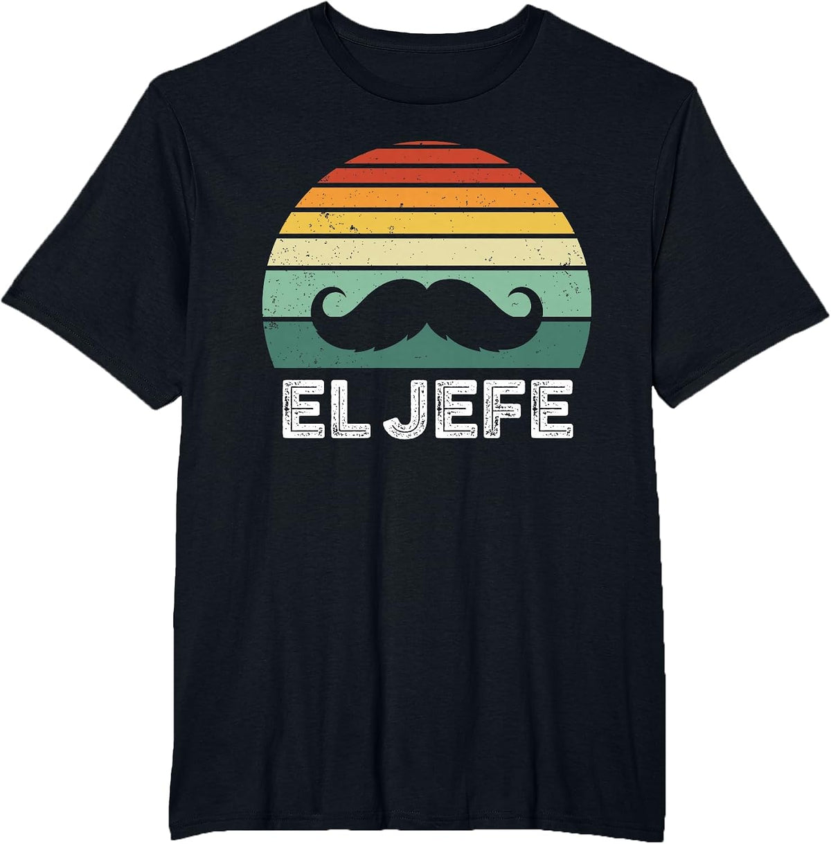 Retro Vintage El Jefe Mustache T-Shirt - Black