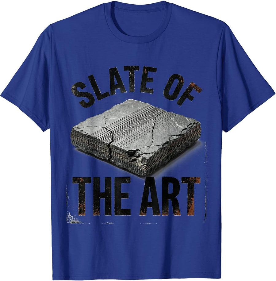 Slate Of The Art Distressed Funny Rock Collector Geologist T-Shirt - Royal Blue