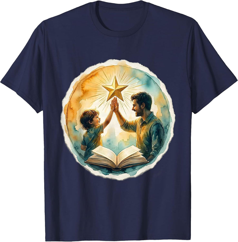 Special Education High Five Student Teacher Illustration T-Shirt - Navy Blue