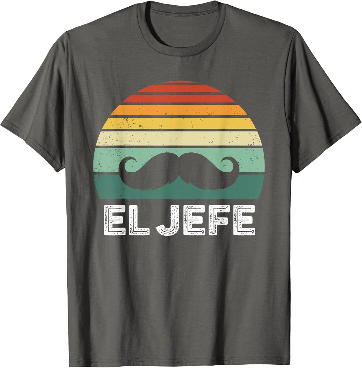 Retro Vintage El Jefe Mustache T-Shirt - Asphalt Grey