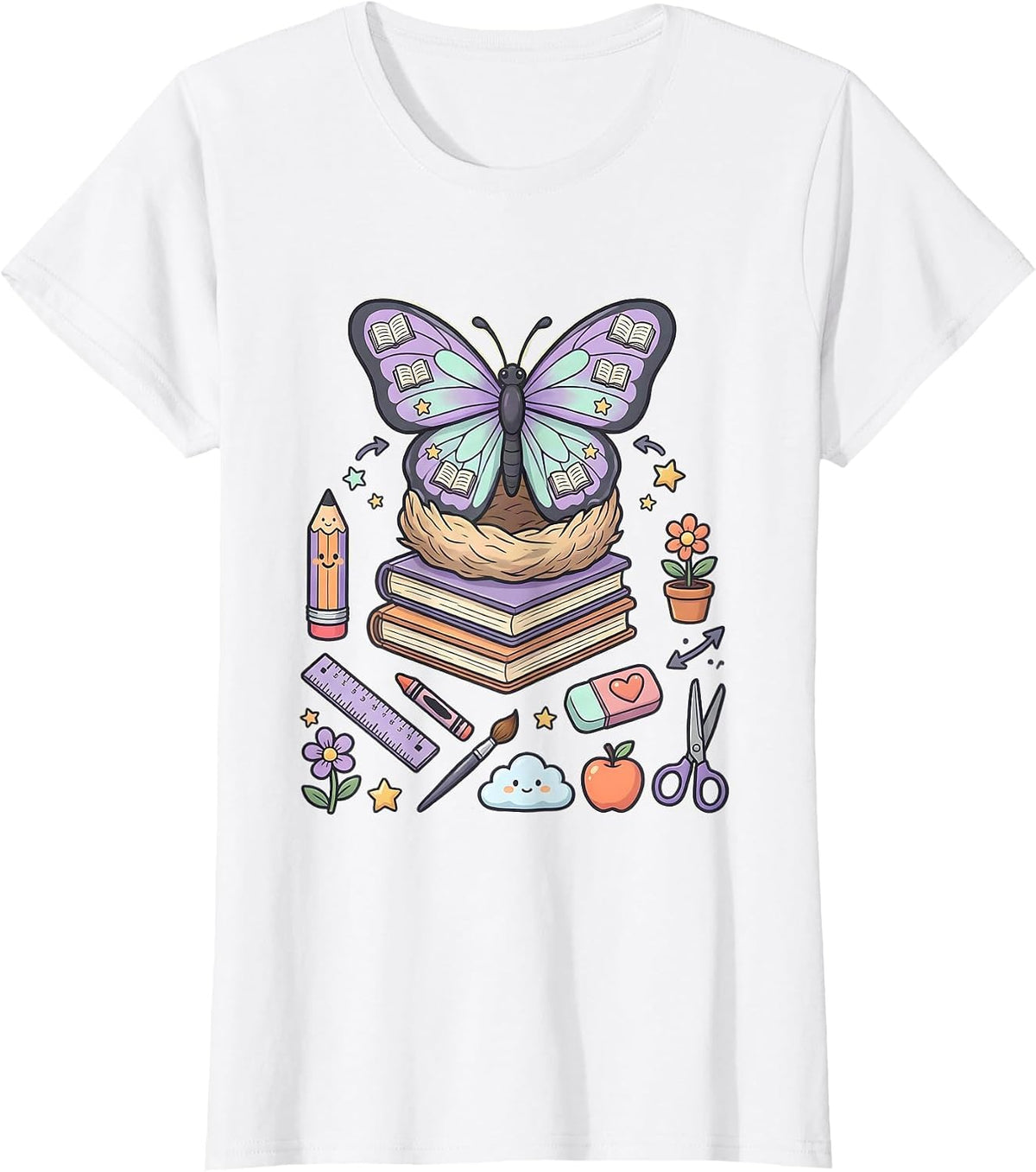 Special Education Teacher Butterfly Cocoon Books T-Shirt - White