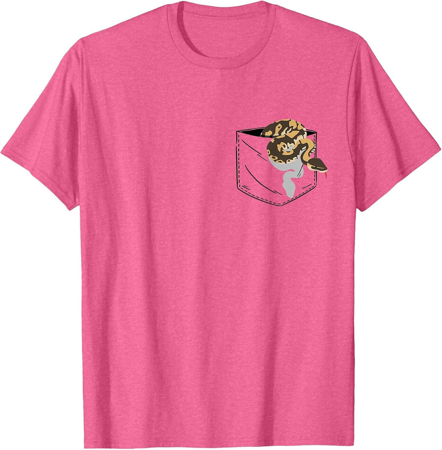 Snake in Pocket Python Tee Shirt for Ball Python Lovers Snake Owner T Shirts - Pink Heather