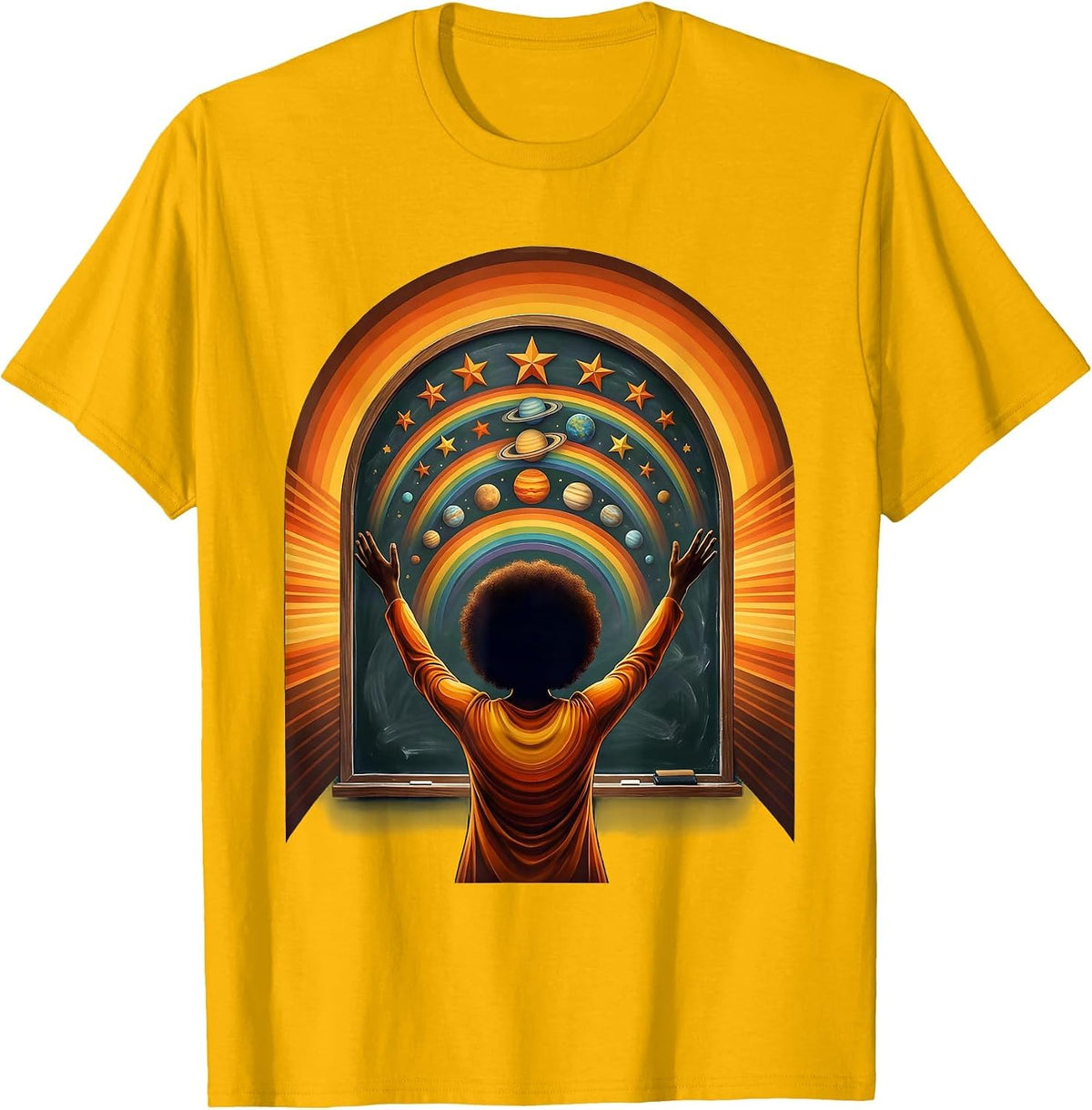 Special Education Teacher Chalkboard Star Chart Gift T-Shirt - Golden Yellow