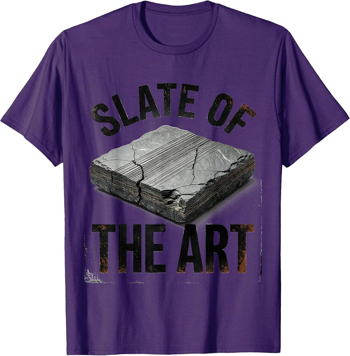 Slate Of The Art Distressed Funny Rock Collector Geologist T-Shirt - Purple
