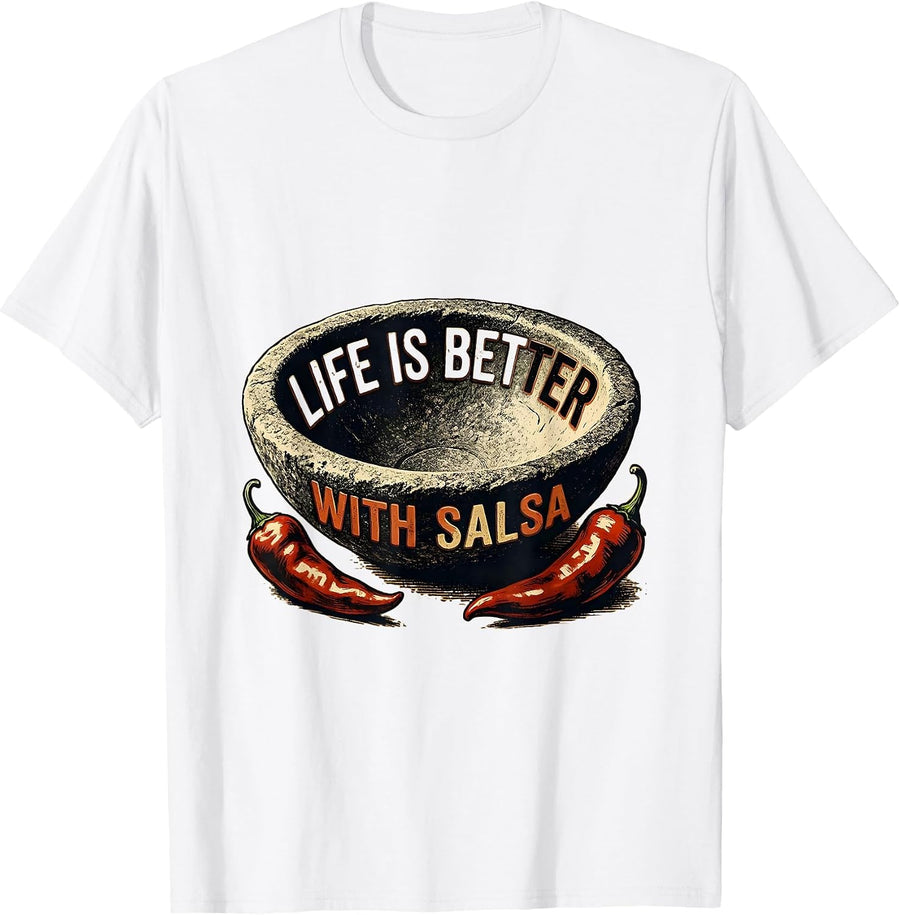 Men's Life Is Better With Salsa Mexican Design T-Shirt - White