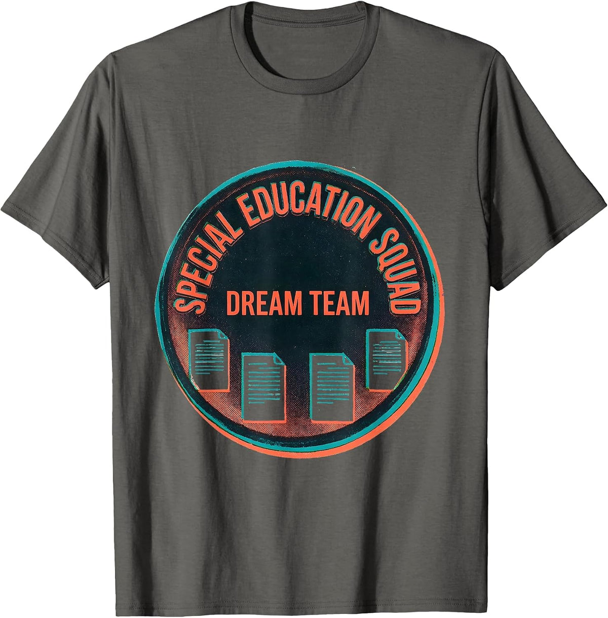 Special Education Squad Dream Team Risograph Teacher T-Shirt - Asphalt Grey