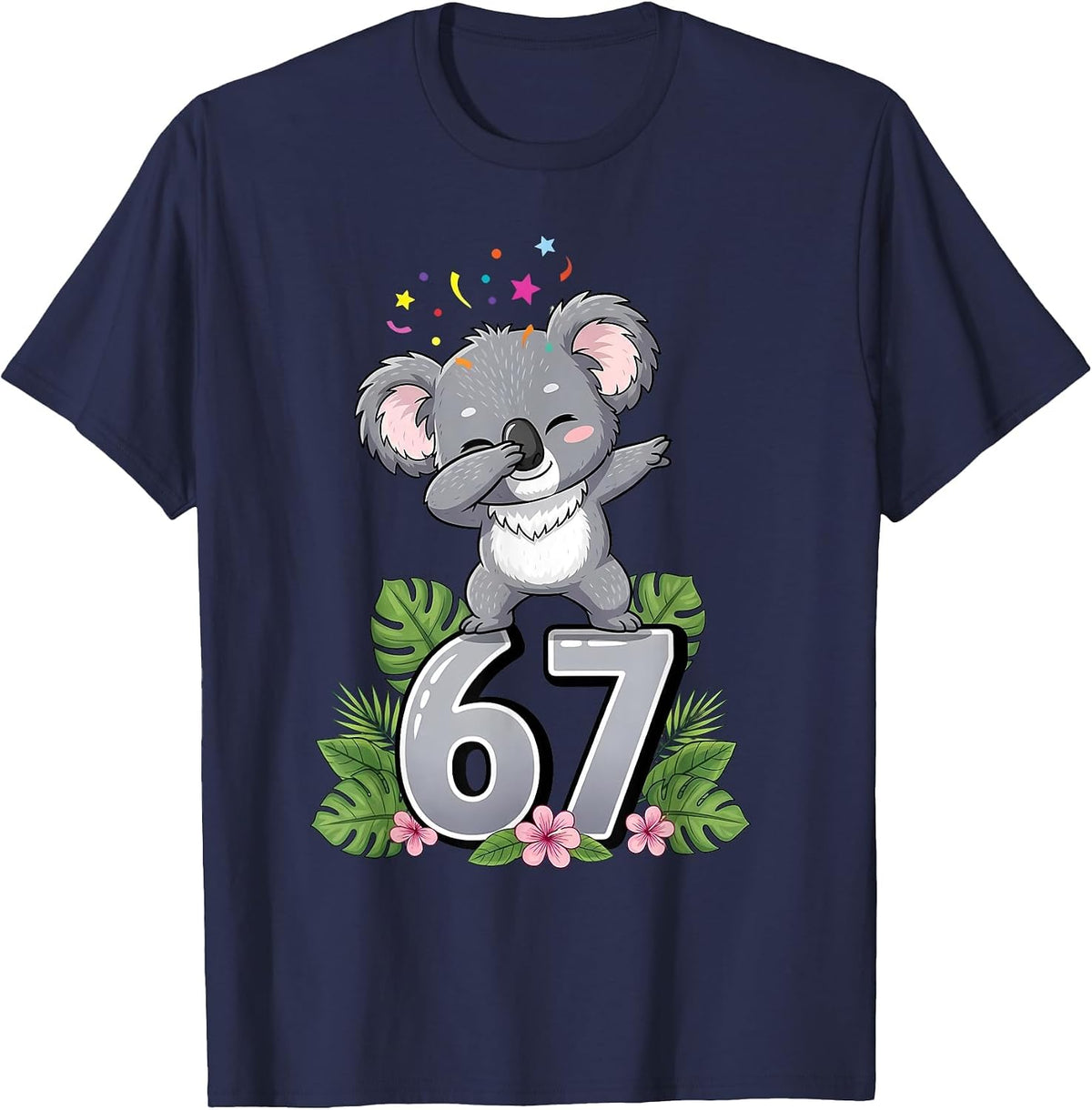 Six Seven Meme Dabbing Baby Koala 67 Funny Gen Z Apha T-Shirt - Navy Blue