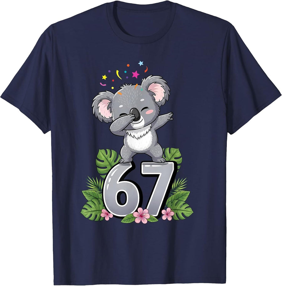 Six Seven Meme Dabbing Baby Koala 67 Funny Gen Z Apha T-Shirt - Navy Blue