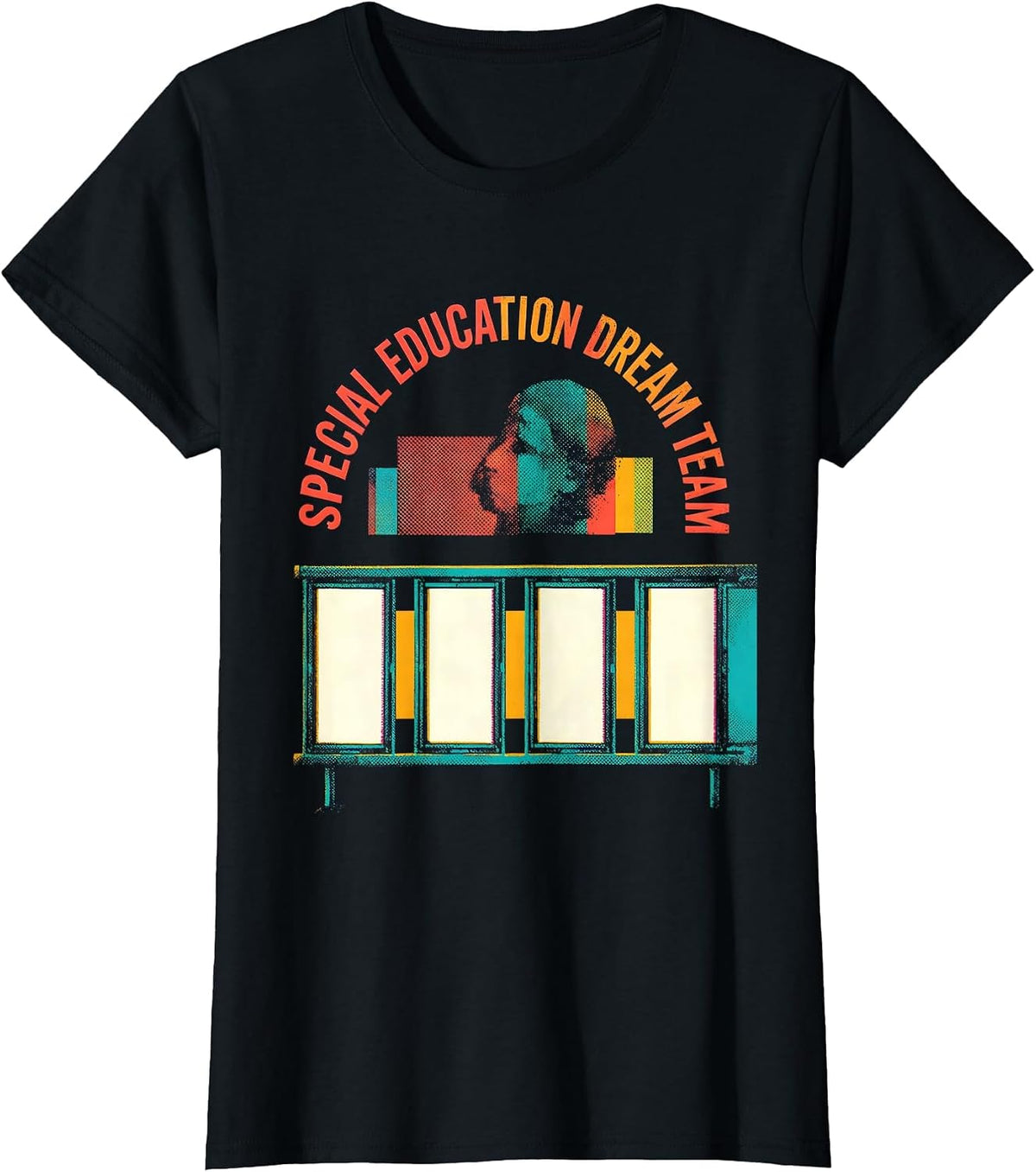 Special Education Dream Team Risograph Teacher Squad Pride T-Shirt - Black